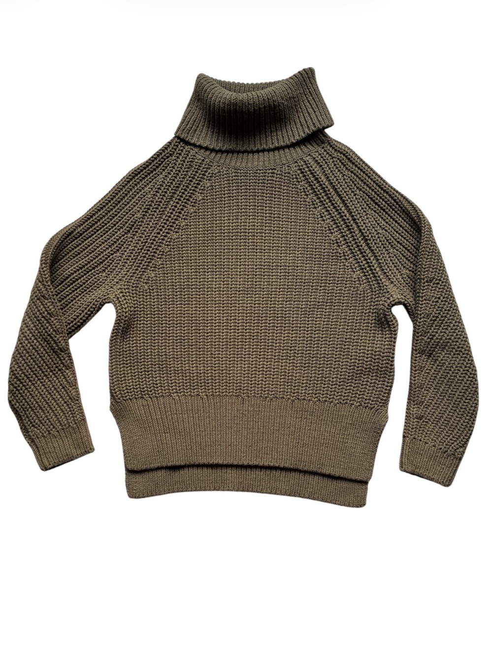 Roots Women's Olive Green Chunky Knit Turtleneck Sweater Size XS
